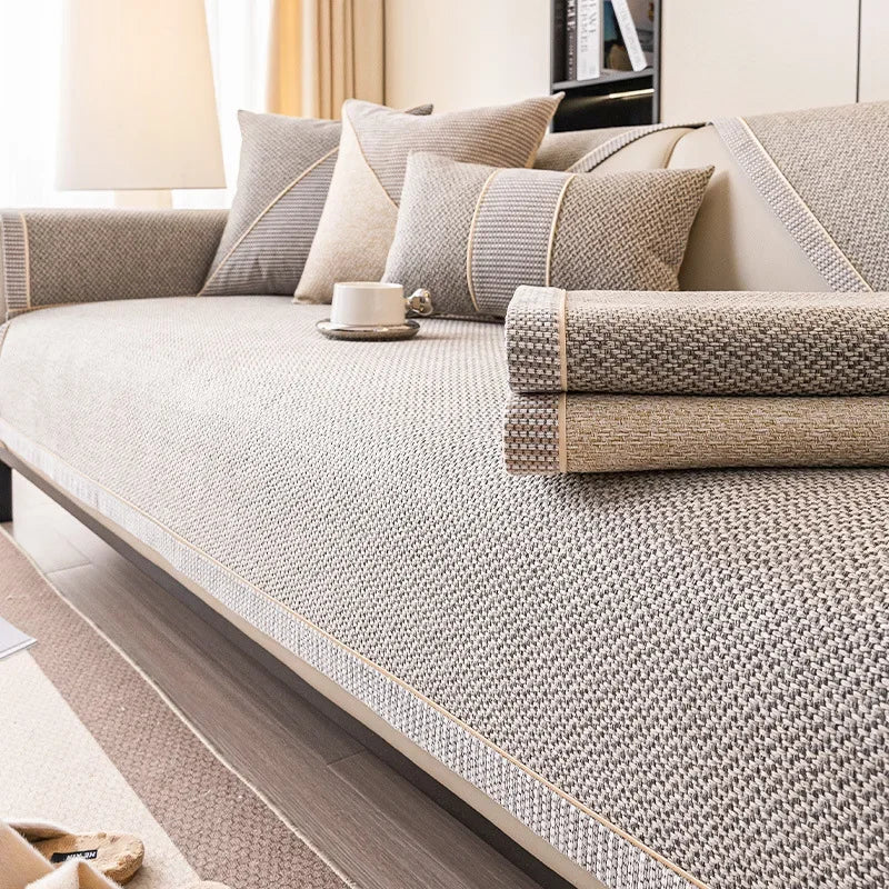 Sofa Cover – Breathable Woven Cotton Blend, Non-Slip Backing & Modular Fit