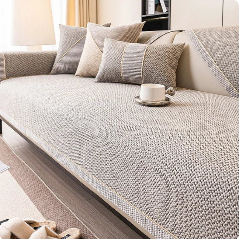 Sofa Cover – Breathable Woven Cotton Blend, Non-Slip Backing & Modular Fit