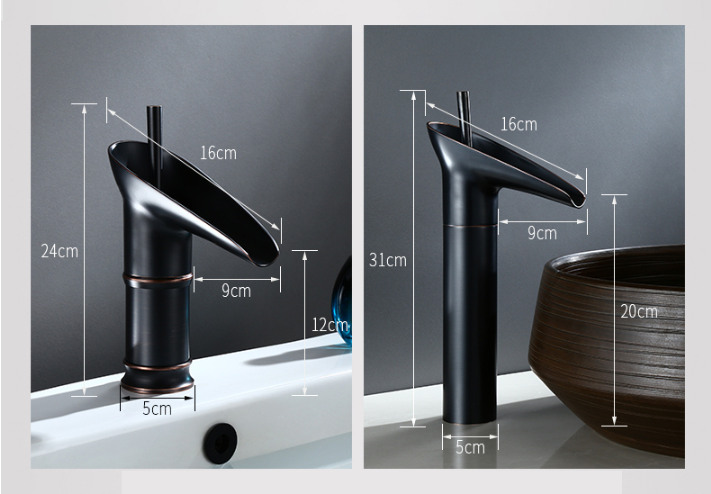 Waterfall Bathroom Faucet – Antique Brass Finish with Smooth Cascading Flow