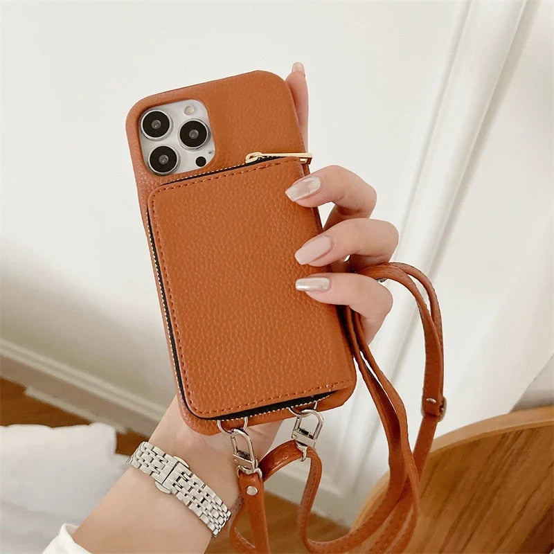 Crossbody phone wallet for iPhone