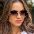 Trendy Rimless Sunglasses with UV400 Protection in Vintage Style – Clea 0