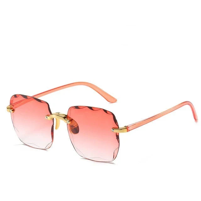Trendy Rimless Sunglasses with UV400 Protection in Vintage Style – Clea 5