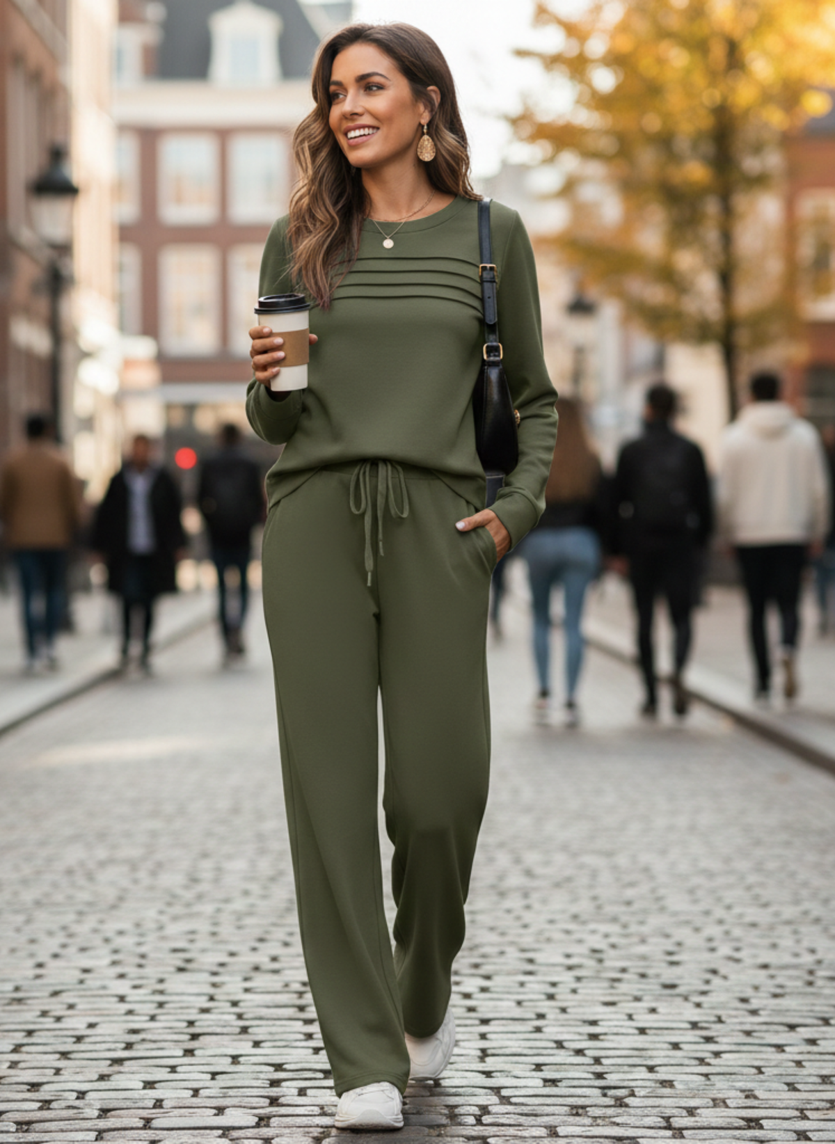 Women’s Comfort Lounge Outfit | 2-Piece Crewneck Top with Soft Pants