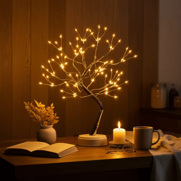 Sprookjeslichtboompje - tafelmodel, helder genoeg om bij te lezen