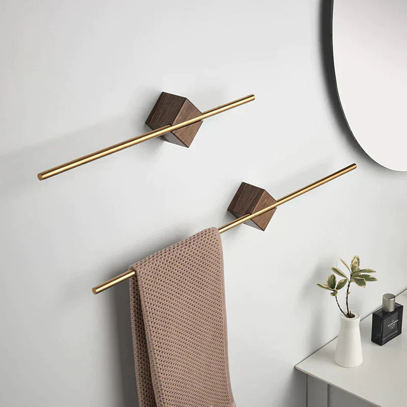 Towel Holder – Minimalist Wall-Mounted Design with Natural Wood Finish