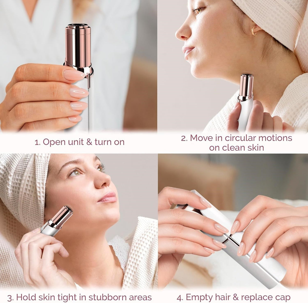Épilateur pour poils du visage – Outil de précision doux avec tête à glissement fluide et design compact