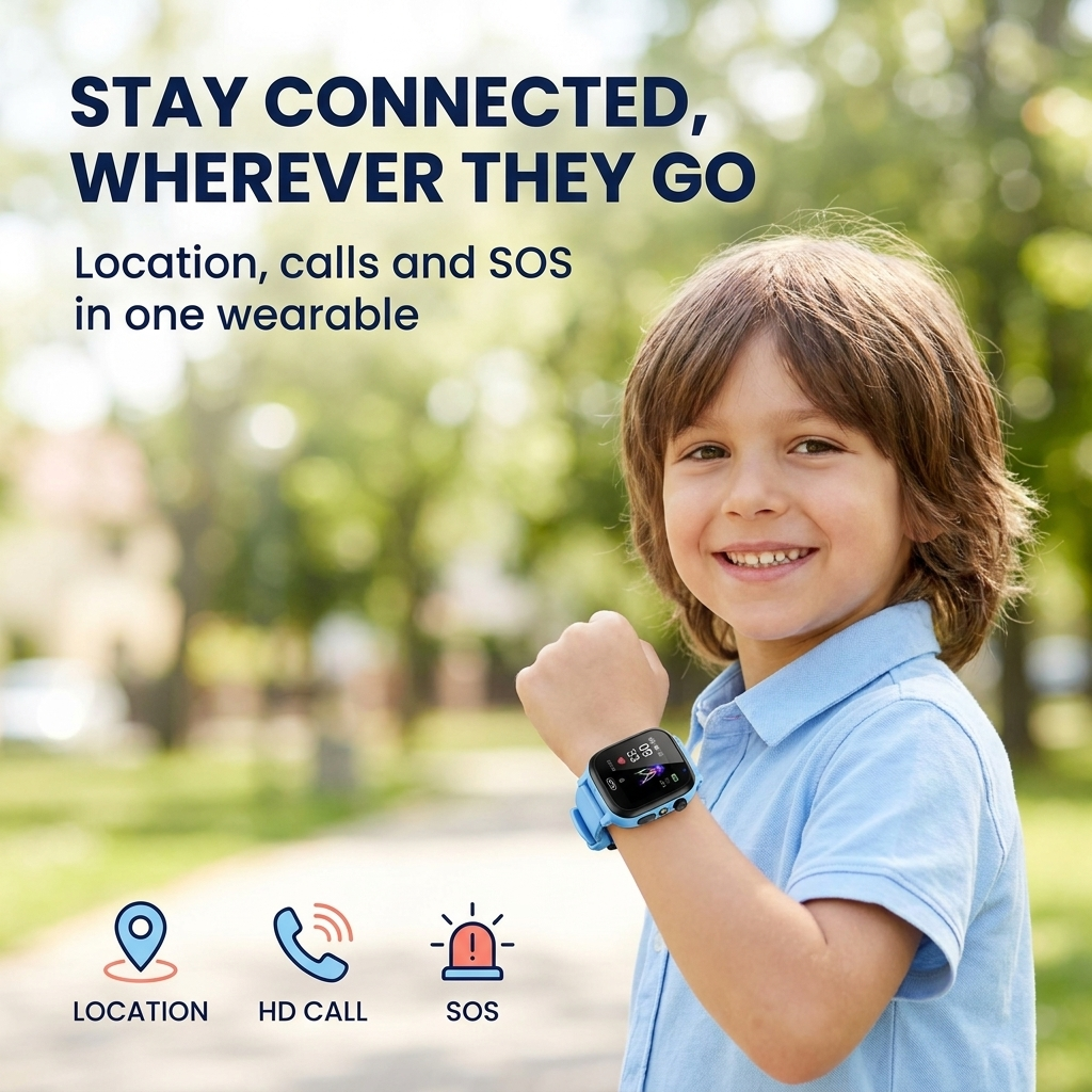 Kids GPS Smart Watch – 4G Calling, SOS Button & Real-Time GPS Tracking