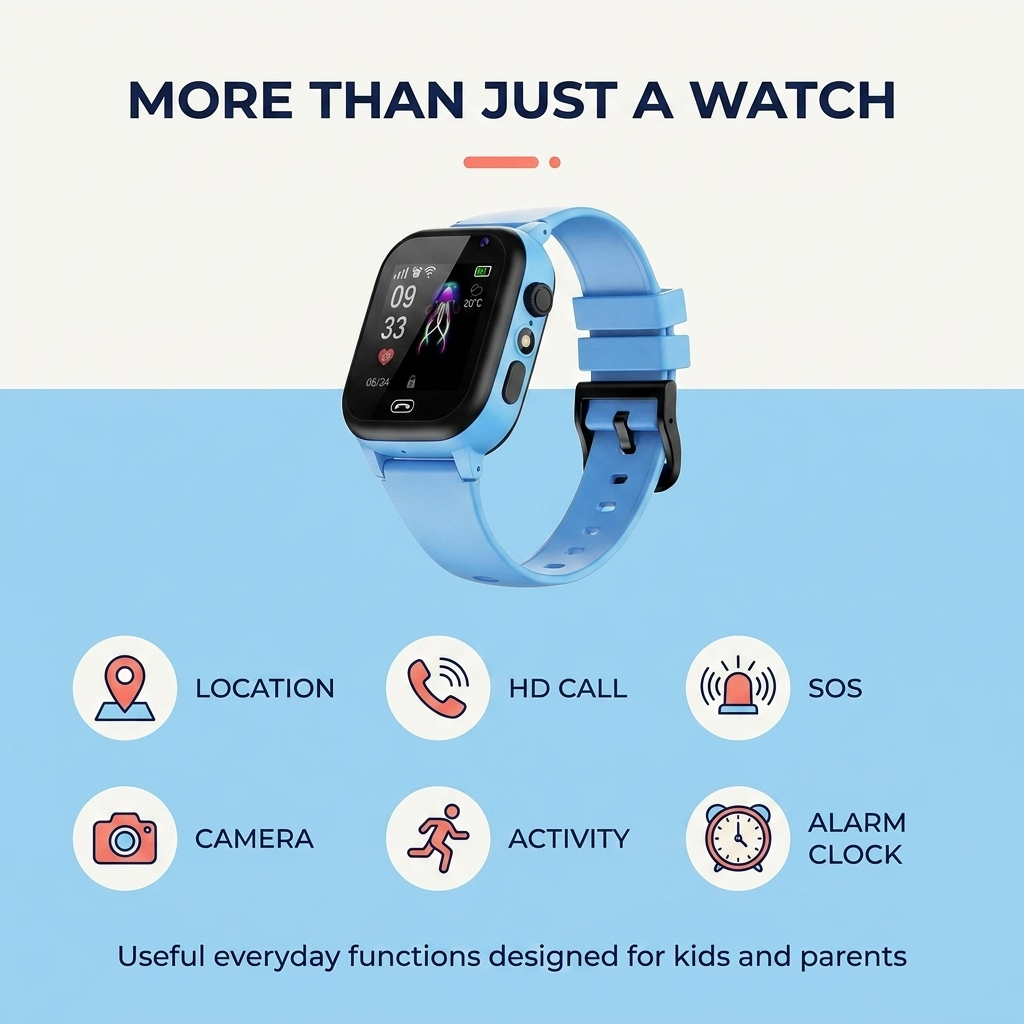 Kids GPS Smart Watch – 4G Calling, SOS Button & Real-Time GPS Tracking