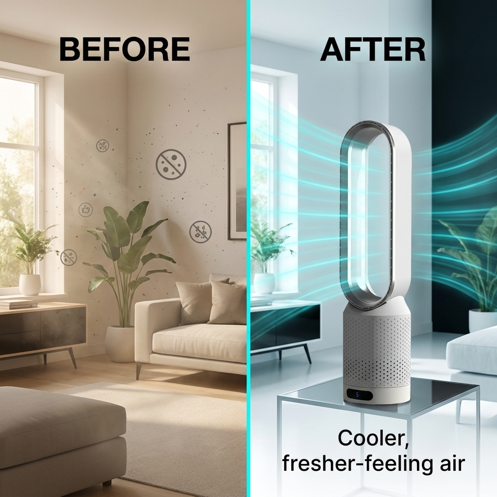 Climatiseur AirPure 3-en-1 avec filtration HEPA, purification UV et refroidissement silencieux pour toute la pièce