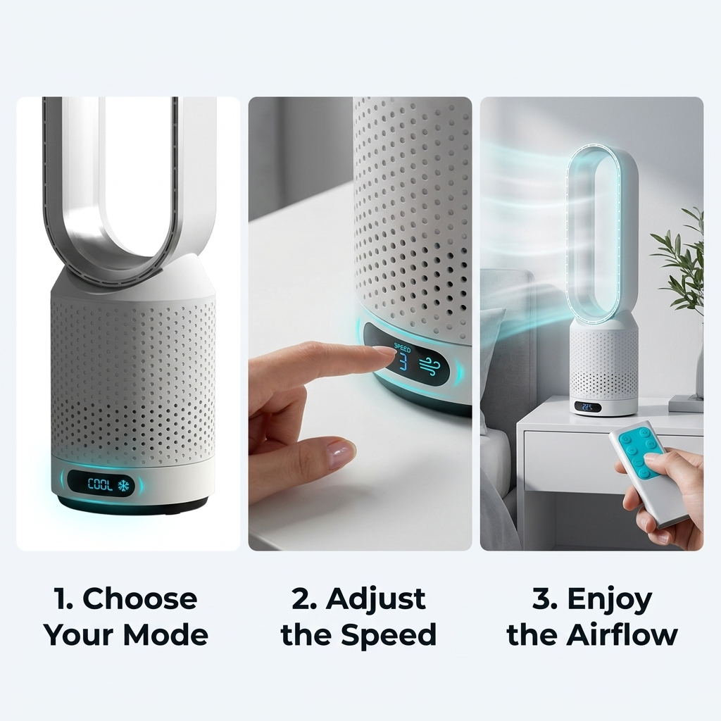 Climatiseur AirPure 3-en-1 avec filtration HEPA, purification UV et refroidissement silencieux pour toute la pièce