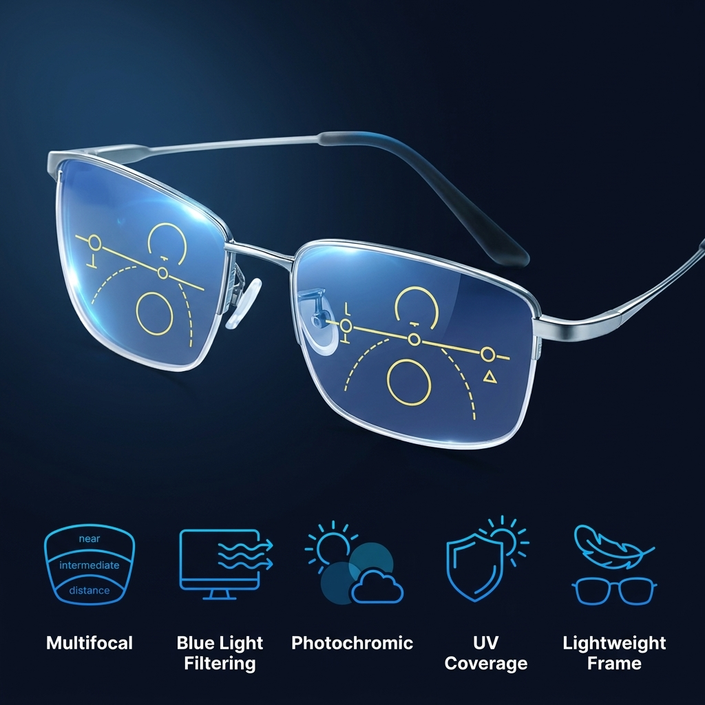 Progressive Multifocal Glasses – Blue Light Photochromic Reading Glasses