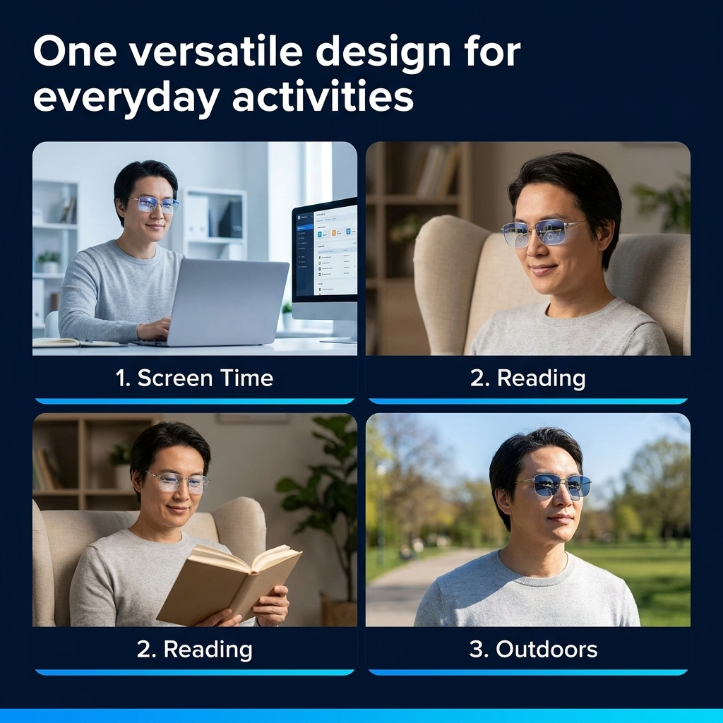 Progressive Multifocal Glasses – Blue Light Photochromic Reading Glasses