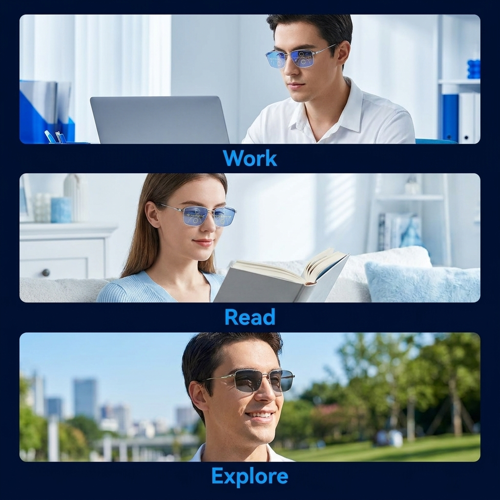Progressive Multifocal Glasses – Blue Light Photochromic Reading Glasses