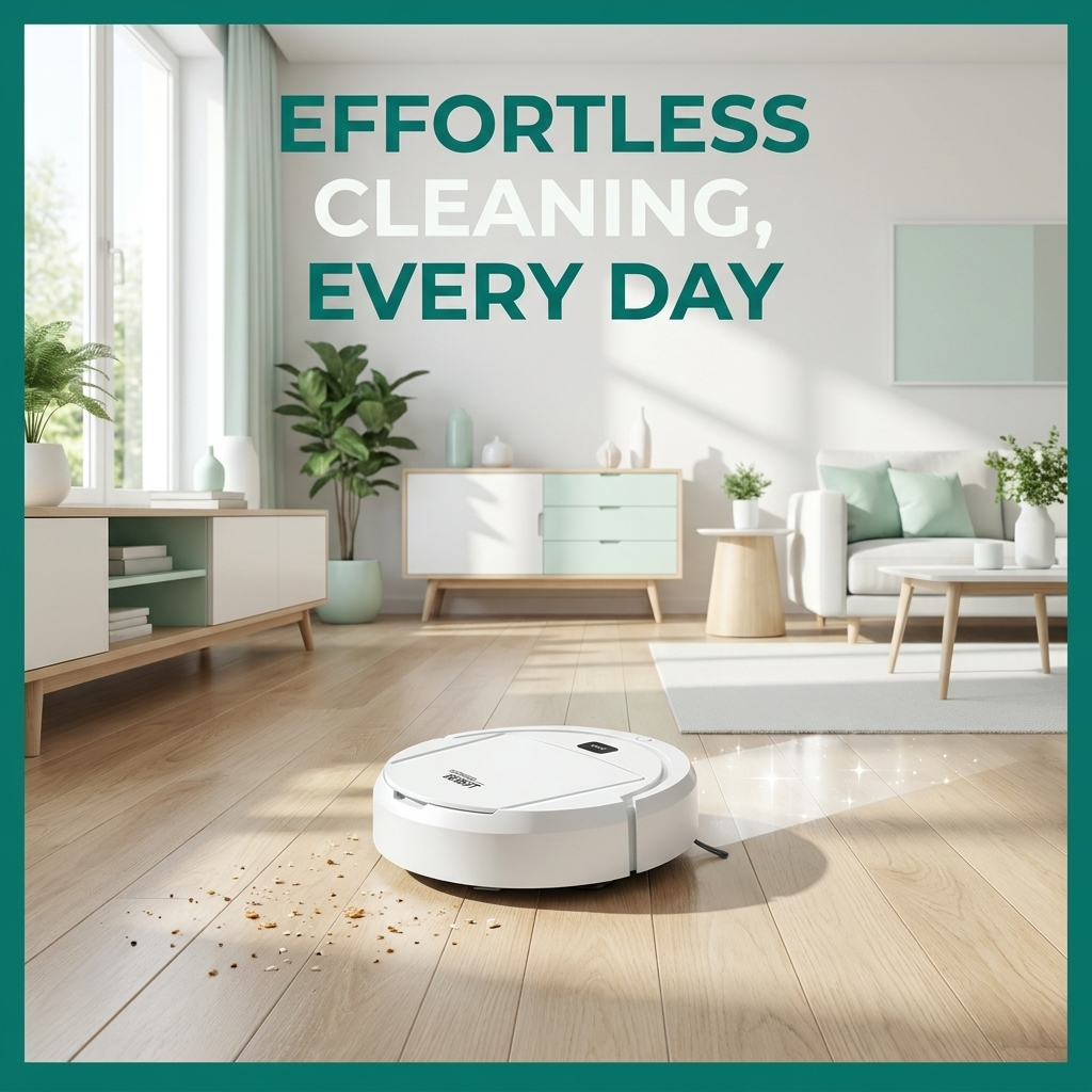 Aspirateur robot et serpillière combo – Nettoyeur compact 3-en-1 pour sols durs