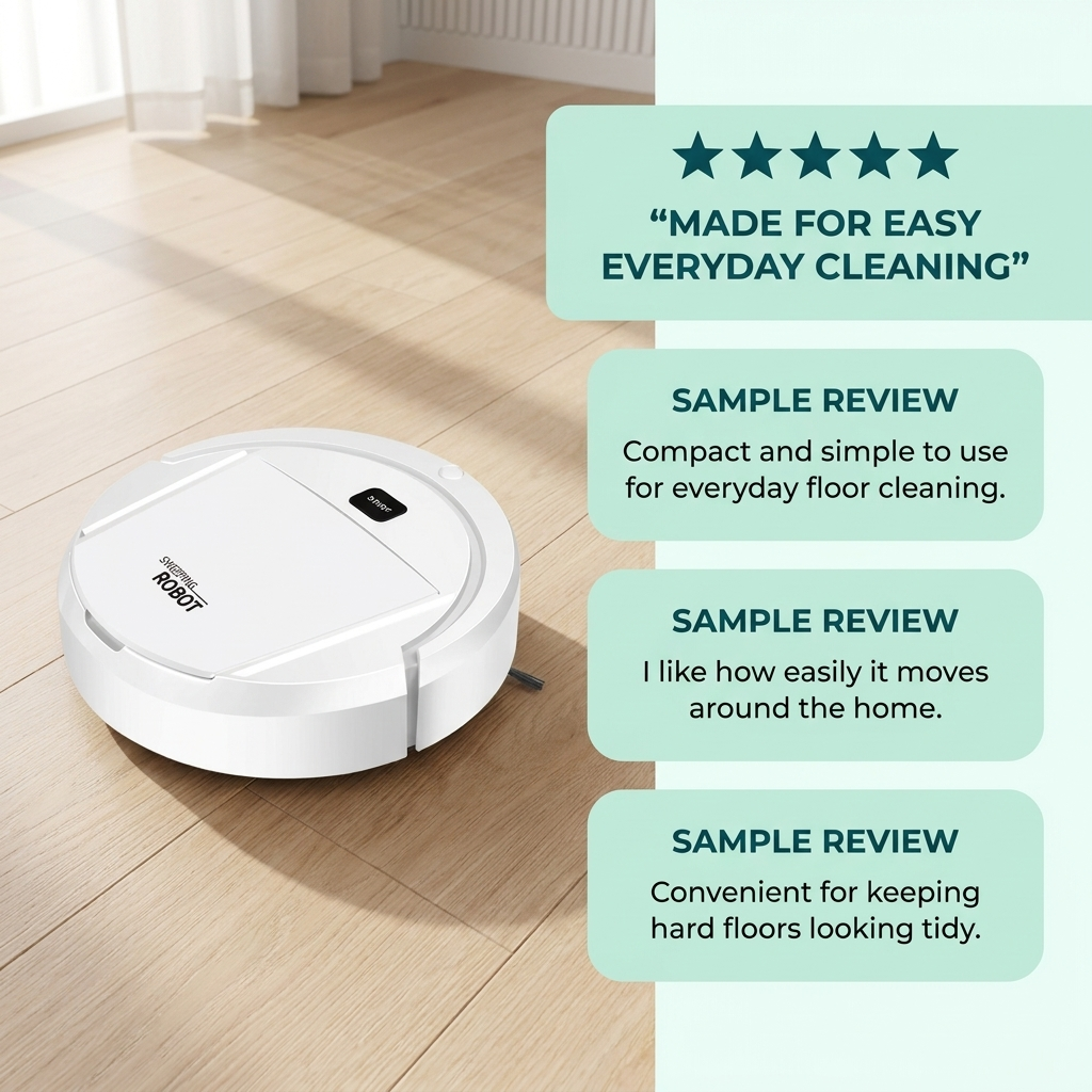 Aspirateur robot et serpillière combo – Nettoyeur compact 3-en-1 pour sols durs