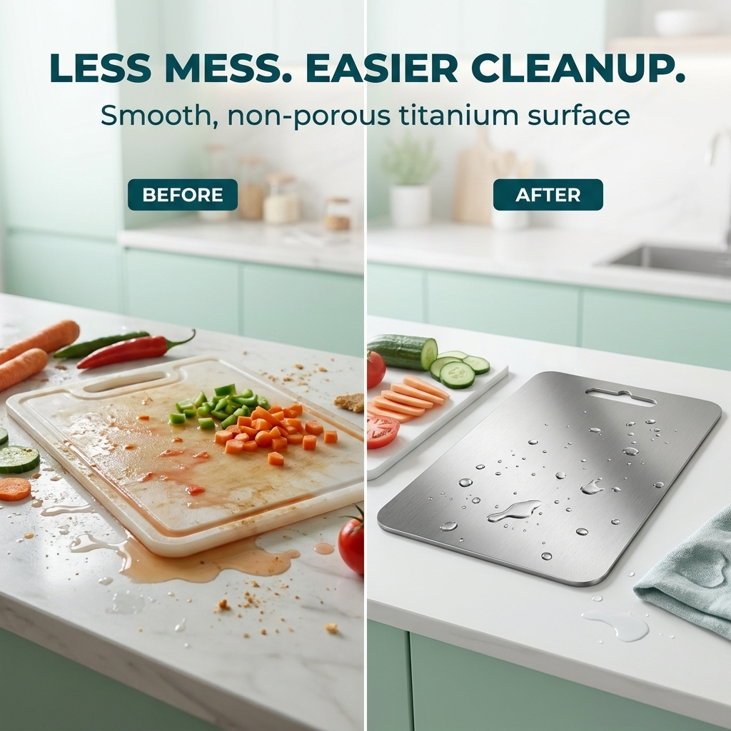 Planche à découper en titane – Surface durable non poreuse avec construction sans BPA