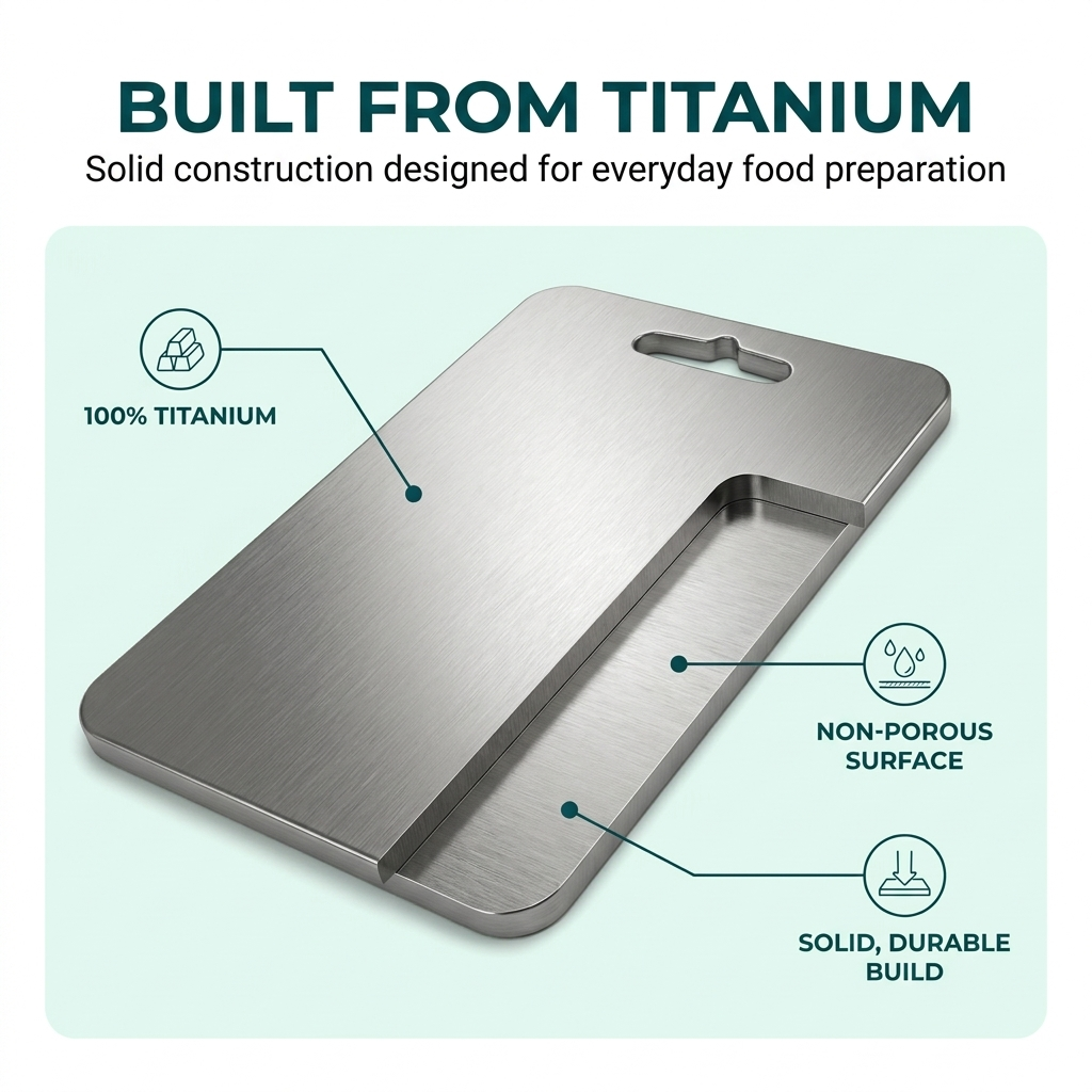 Planche à découper en titane – Surface durable non poreuse avec construction sans BPA