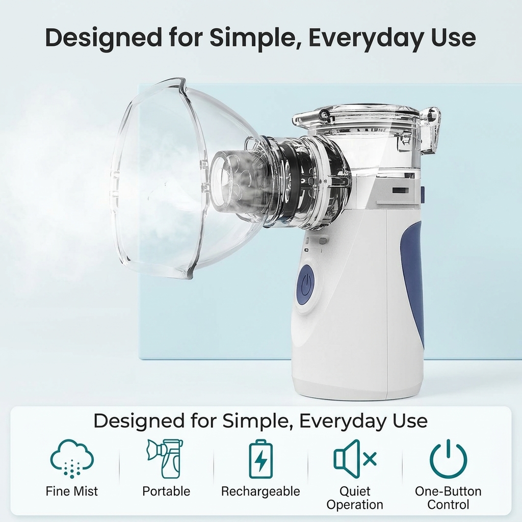 Portable Ultrasonic Nebulizer – Rechargeable, Fine Mist & Compact Design