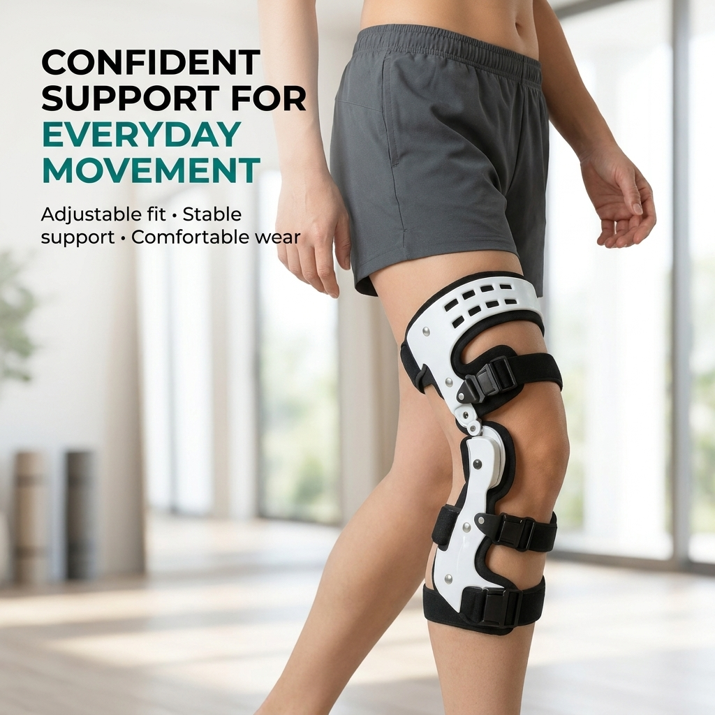 Knee Support Brace – Adjustable Fit, Medial & Lateral Stabilization Design