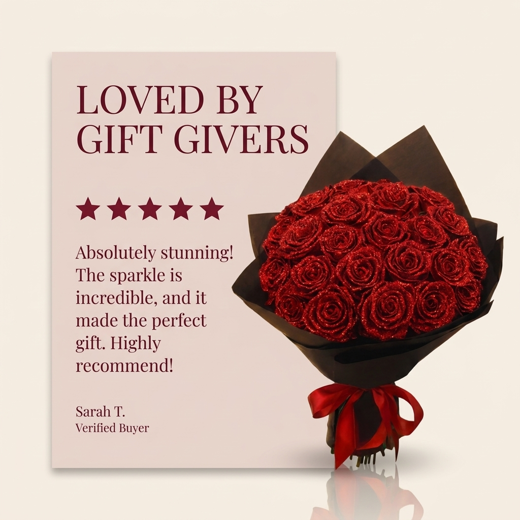 Luxury Glitter Rose Bouquet – Elegant Romantic Gift in Luxury Box