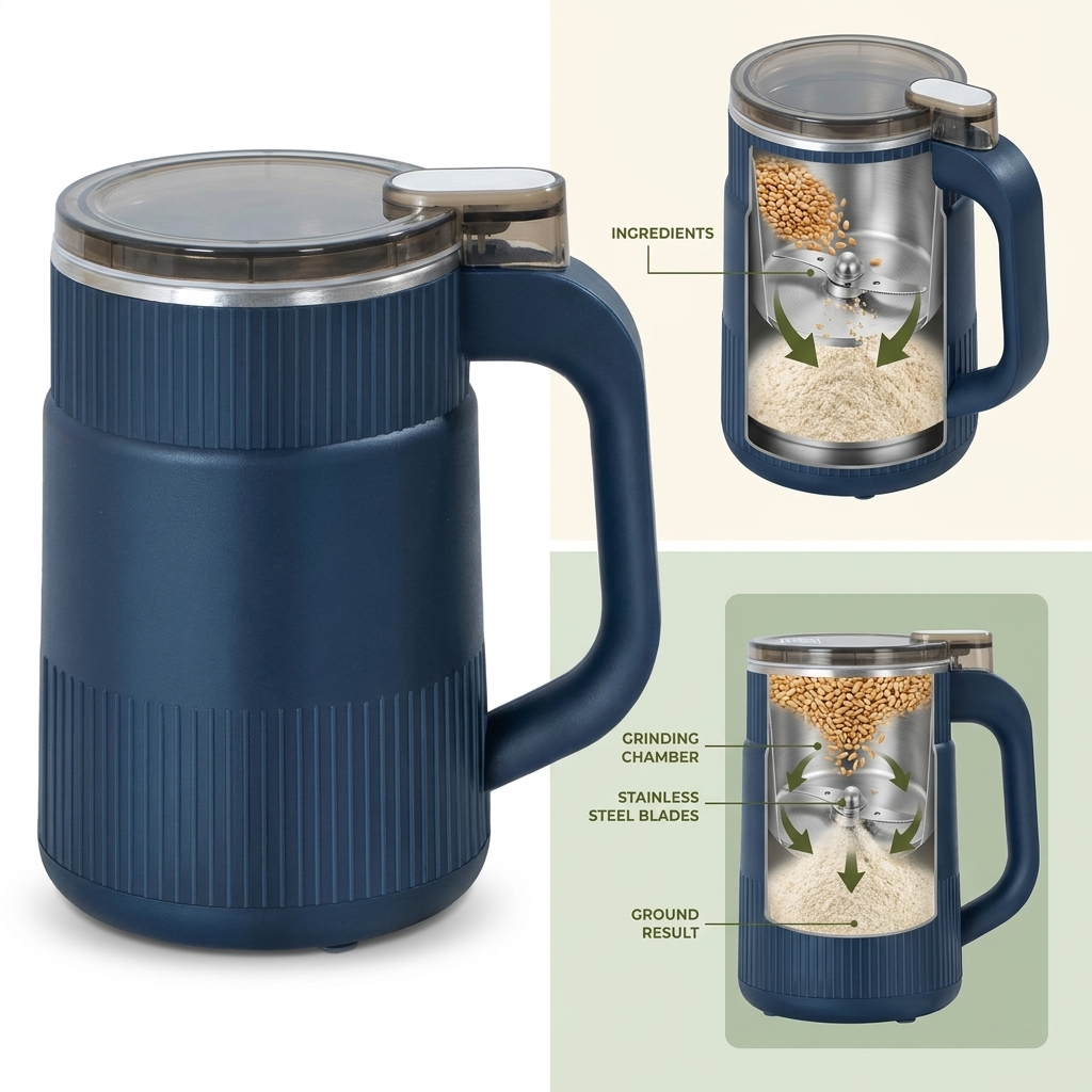 Electric Grain Mill – Stainless Steel Blades & Multi-Grain Grinding