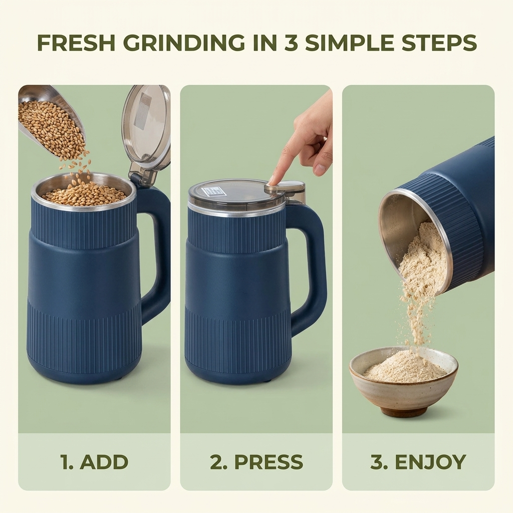 Electric Grain Mill – Stainless Steel Blades & Multi-Grain Grinding