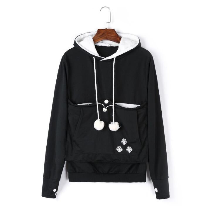 Sweat à capuche porte-chat – pull doux avec poche intégrée pour animal de compagnie pour un confort intérieur douillet