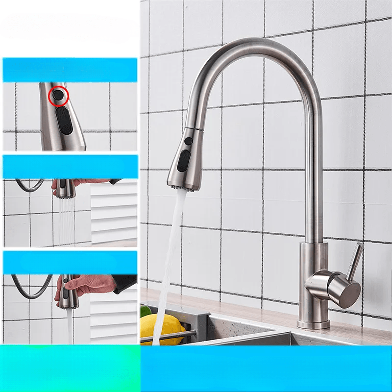 Robinet de cuisine – Bec flexible avec commande à levier unique et construction en laiton durable