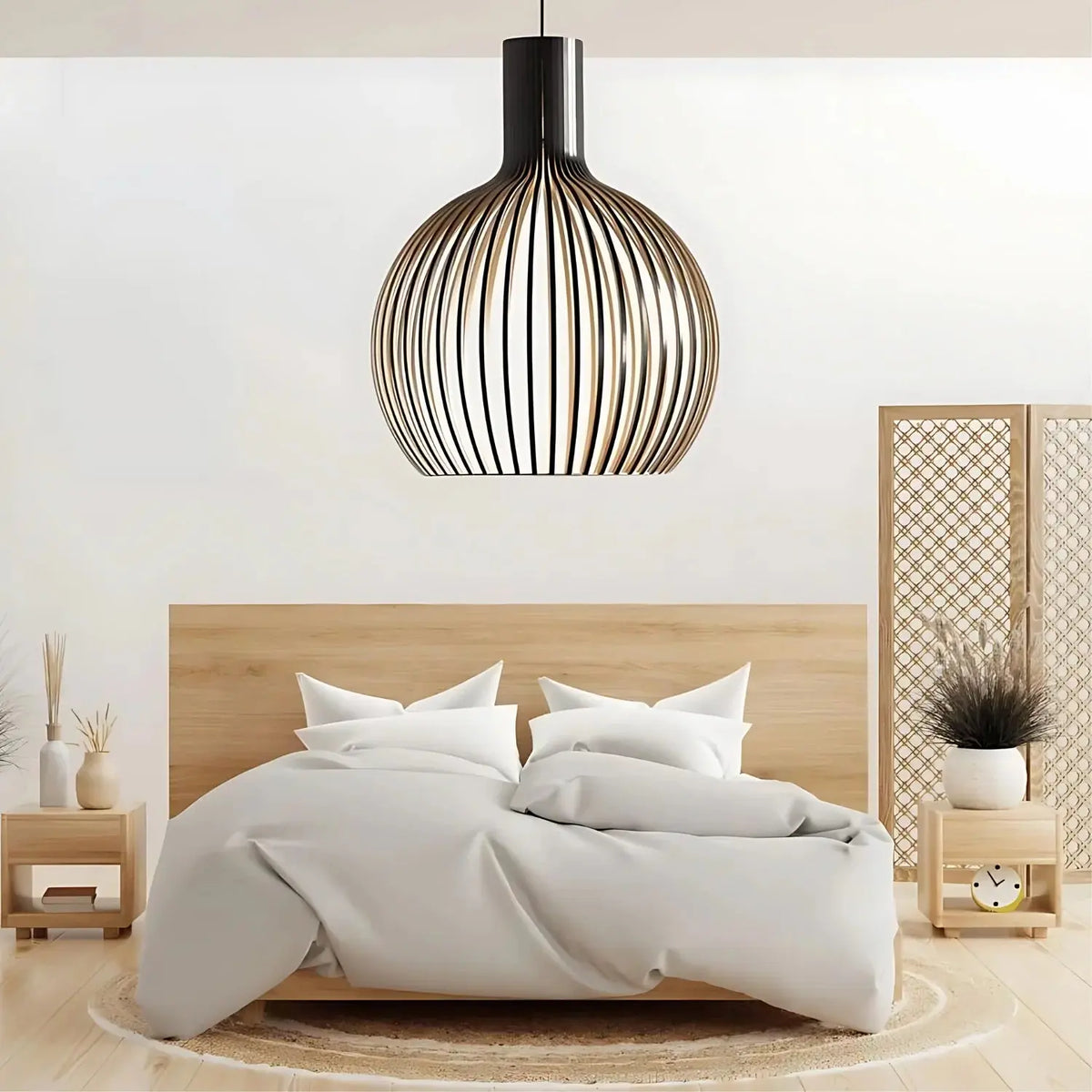 Lampe suspendue en bois – design ouvert scandinave avec éclairage d’ambiance chaud E27