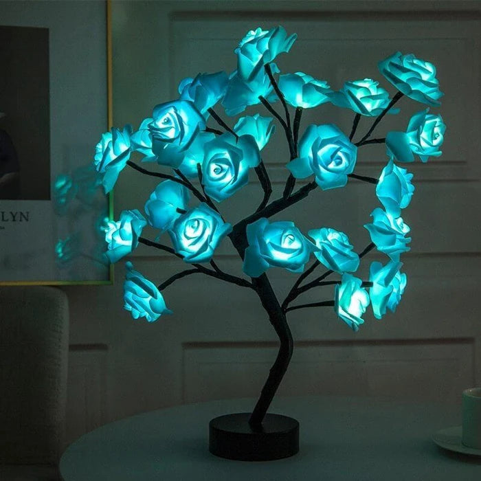 Rozenboomlamp met lichtjes - boom voor op tafel met oplichtende rozenbloesems