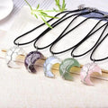Collier pendentif lune croissante en cristal - Pendentif arbre de vie avec pierres serties de fil