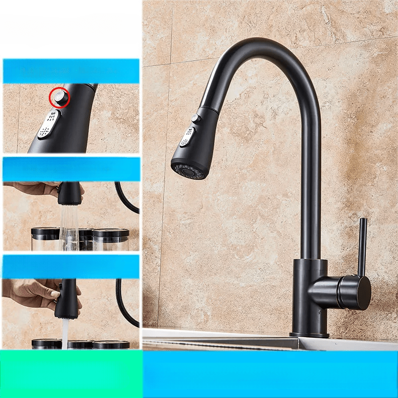 Robinet de cuisine – Bec flexible avec commande à levier unique et construction en laiton durable