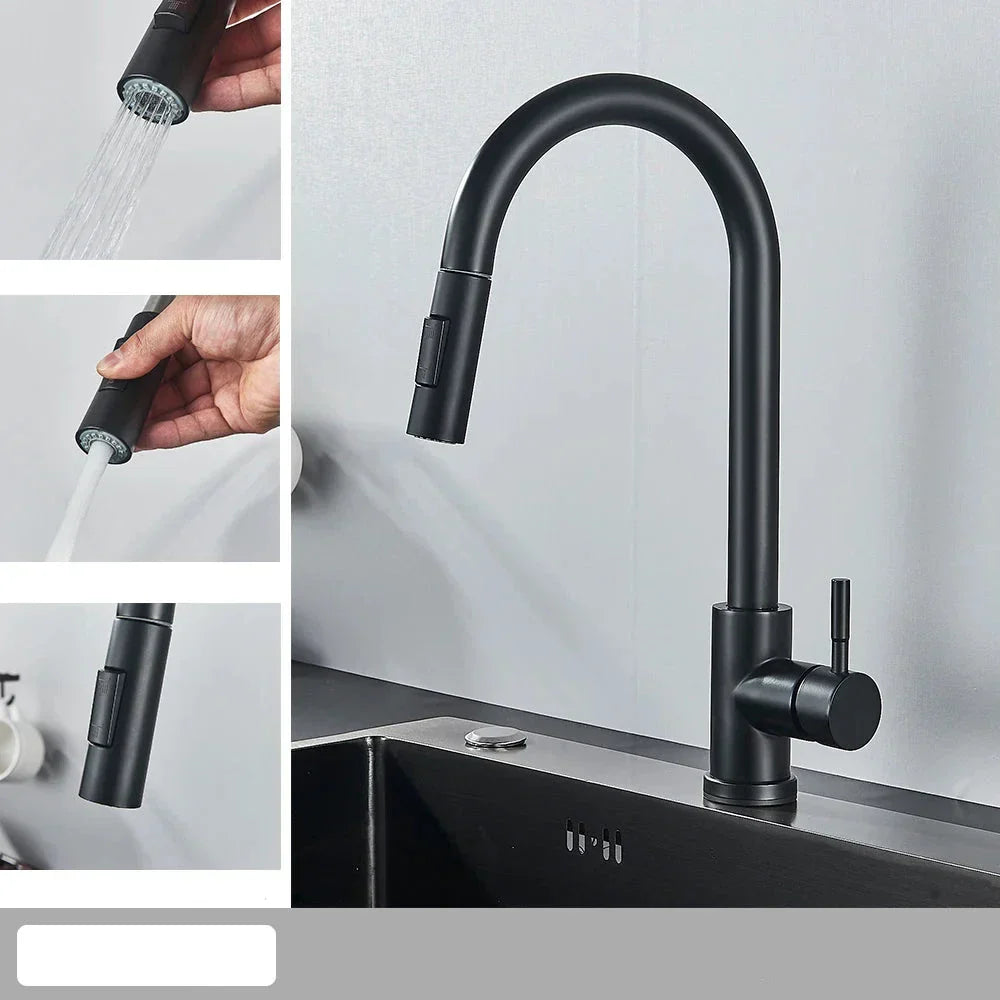 Robinet de cuisine – Bec flexible avec commande à levier unique et construction en laiton durable